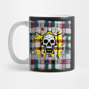 Skull Plaid Grunge Bleach Acid Wash Graphic Skate Punk Mug